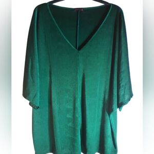 Sheila Rose Green V-Neck Women's Top Size 3x Flowy Stretchy Mobwife Flashy Party